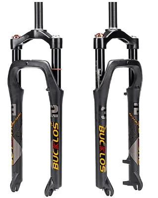 BUCKLOS 26 X 4.0 Inch Fat Bike Tire Air Suspension Fork 120mm Travel, Spacing Hub 135mm 28.6mm Straight Tube Crown Lockout 9mm Q