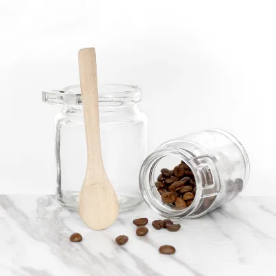 High Quality Cosmetic Bath Salt Glass Jar with Cork Lid Wooden Spoon
