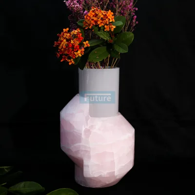 Minimalist Home Decoration pink Onyx Vase Living Room Stone Coffee Table Dining Table Floral Marble Vase Decoration