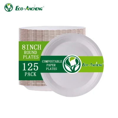 Sublimation Plates Paper Dishes Tableware Natural Disposable for Wedding