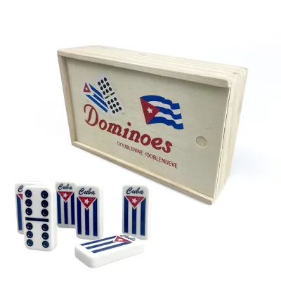 Factory Custom Wooden Box Double 9 5010  Melamine Cuban Domino Puzzle Game Carving Flag Colourful Domino Set