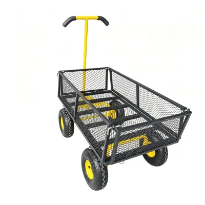 Heavy Duty Foldable Steel Mesh Garden Trolley Cart with Balanced 4-Wheeled Design Outdoor Shopping Truck OEM 150kg Capacity