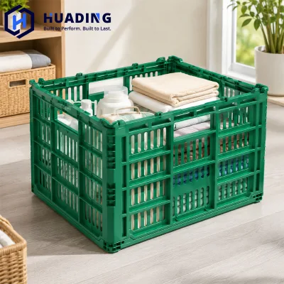 Huading 600*400*300 mm Durable PP Reusable Foldable Basket for Fruit, Vegetable and Grocery Transport