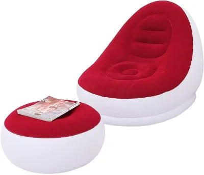Inflatable Sofa Chair for Living Room Bedroom Reading Room Office PVC Flocked Inflatable Sofa