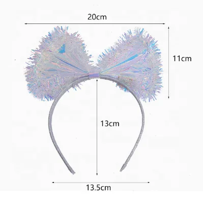 Best-Selling Rainbow Bow Hair Band with Glittering Cat Ears Colorful Lights Party Favorite Promotional Hair Band