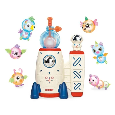 Creative Arts Crafts DIY Plastic Rocket for Magic Balloon Inflator Unisex Kids Birthday Gift English Instruction for Boys Girls