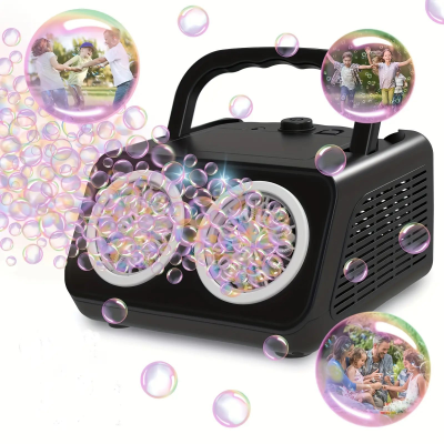 Portable Water Bubble Toy 26 Hole Dual Cylinder Battery Model Indoor Party Stage Automatic Bubble Blowing Bubble Machine
