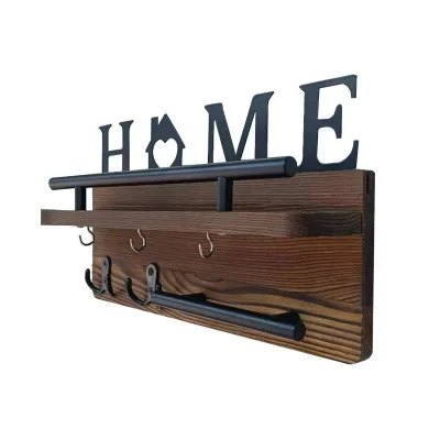 Wooden Wall Mounted Mail Storage Rack With Eye and Envelope Hanger for Living Room for Porch Key Organization Clothing Storage