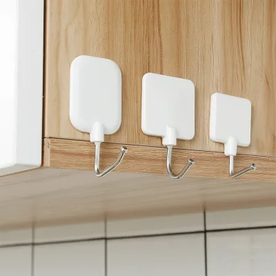 Japanese Plastic No-Drill Adhesive Hook Door-Back Hanger Clothes Bags Wall-Mounting Sticky Key Accessory Holder Heavy-Duty