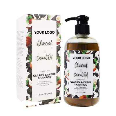 Private Label Organic Charcoal Coconut Oil Anti-Hair Loss Nourishing Anti-Dandruff Shampoo for Female Hair Growth