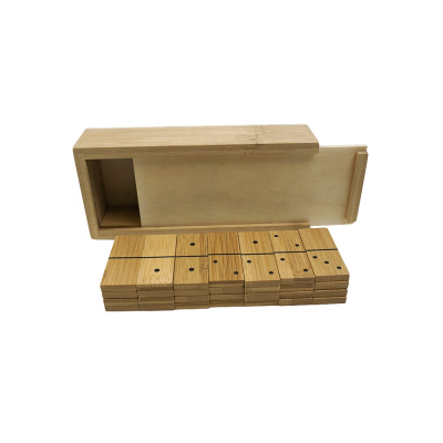 Professional Caja Bamboo Domino Game Set Double 6 28pcs Dominoes Blaocs Custom logo in Wooden Box for Table Game