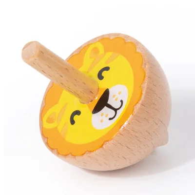 Large Traditional Nostalgic Wooden Finger Spinning Top Early Education Educational Toy for Children Mini Fruit Animal Designs