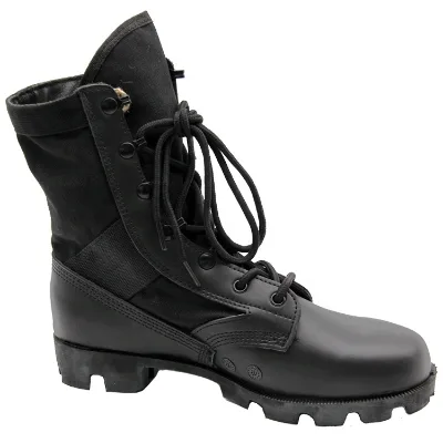 High Quality Breathable Lightweight Black Leather Boots for Men with Panama Rubber Outsole
