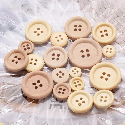 Factory Wholesale High Quality Custom DIY Eco-Friendly Flatback 4-Holes Wooden Buttons for Clothes