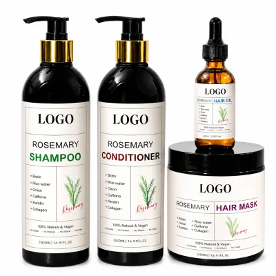 Rosemary Hair Growth Set 4pcs Shampoo Conditioner Hair Mask Cream 500ml Natural Vegan Hair Care 2-IN-1 Formula Hair-Loss
