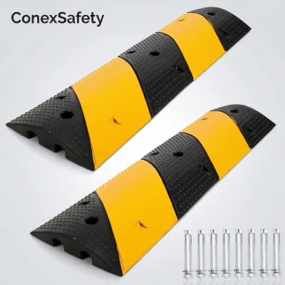 Portable Rubber Steel Yellow and Black Vehicle Speed Bump with 25000 LBS