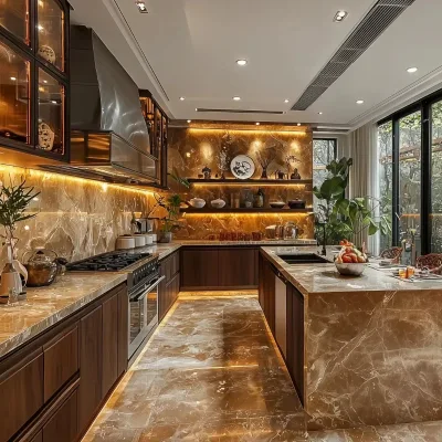 Custom-made Wooden Cabinet Furniture Set with Modern Design for High-end Villas.