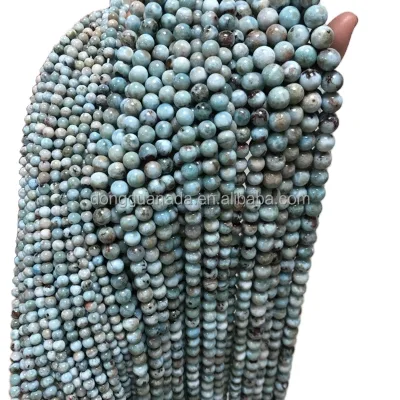 Dongguan Aita Natural Larimar AB Loose Round Stone Beads 4mm 6mm 8mm Strands Small MOQ for Bracelet Jewelry DIY