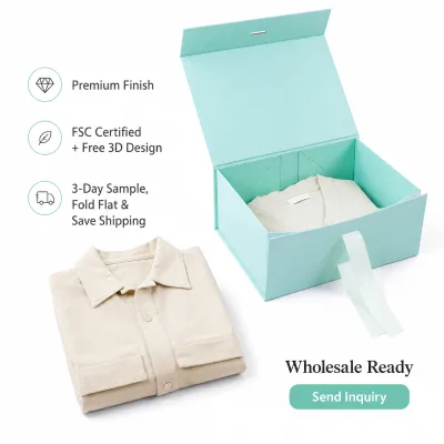Personalized Design Boite Cadeau High End Save Cost Shipping Clothing Collapsible Cardboard Magnetic Folding Box With Ribbon