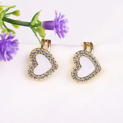 Fashion Heart  Zircon Crystal Ear Cuff Gold Plated Single Sale Clip on Earring for Girls Women