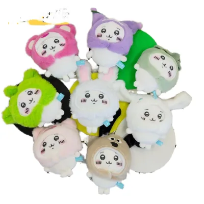 Cute Cross-dressing Plush Doll Headgear Self-deprecating Bear Keychain Bag Pendant Girl Gift