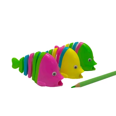 Fish Shaped Colored Plastic Pencil Sharpener Student School Office Stationery Supplies Eyebrow Pencil Sharpener Customized