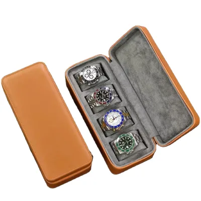 Jinsky Luxury With Logo Pu Leather Jewelry Travel Box Organizer Storage Jewelry Box Travel Watch Travel Jewelry Packaging