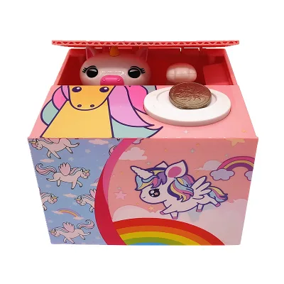 Cartoon Novelty Money-Eating Cat and Money-Saving Unicorn Piggy Banks Kids' Cross-Border Plastic Money-Banking Toys