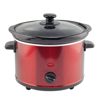 2.5L Customized Logo Stainless Steel+Glass+Ceramic 2.7Quart Oval Manual Slow Cooker Portable Electric Slow Cooker for Home