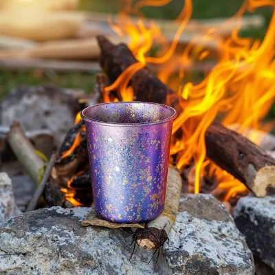 Long Time Use Outdoor 370ml Titanium Water Mug BPA Free Light Weight Titanium Cup Perfect for Hiking Camping