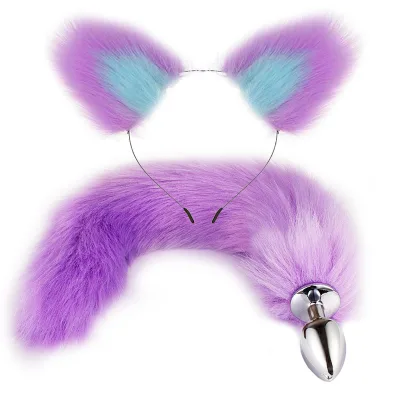 2Pcs Cat Ears Headband Fox Tail Anal Butt Plug Anal Toy Sex Toys for Couples Games