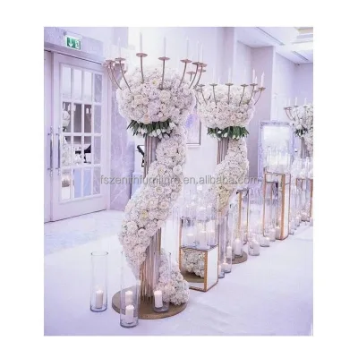 Tall Metal Gold Flower Stand Wedding Candelabra Centerpieces