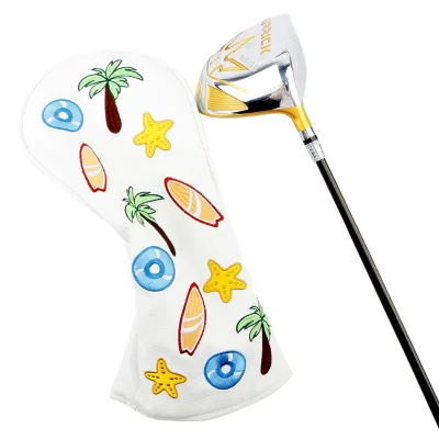 Factory Wholesale Customized UT Wood Blend Urethane Leather Waterproof White Green Beach Golf Headcovers