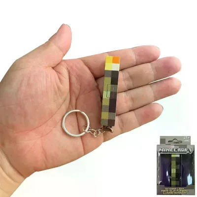 WOWEI Minecrafts Torch Mini Keychain Rechargeable Light Torch Plastic Game Model Toys Backpack Decorative Pendant Holiday Gifts