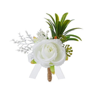 New Groom Best Man Corsage Wedding White Rose Brooch Wedding Bridesmaid Wrist Flower Wholesale