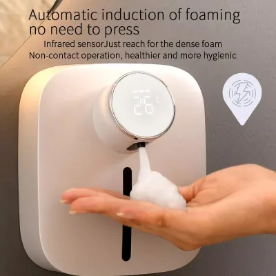 Liquid Soap Dispenser Digital Temperature Sensor Automatic Dispensing Contemporary Design for Home Use Hand Wash Application