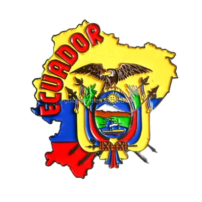 Ecuador Ecuadorian Souvenirs Ref Magnets Enamel Metal Flag Map Souvenir Ecuador Fridge Magnet