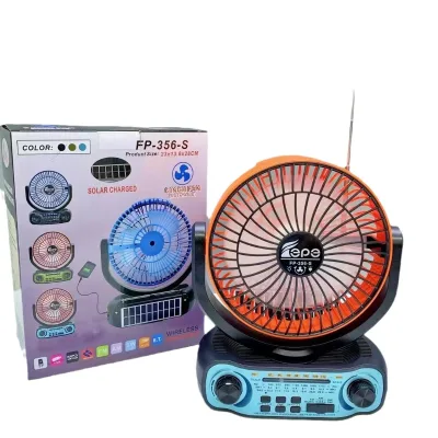 New Solar-powered for Speaker with Fan Outdoor Flashlight and Portable Home Radio with Card Slot 1000-2000mAh Battery