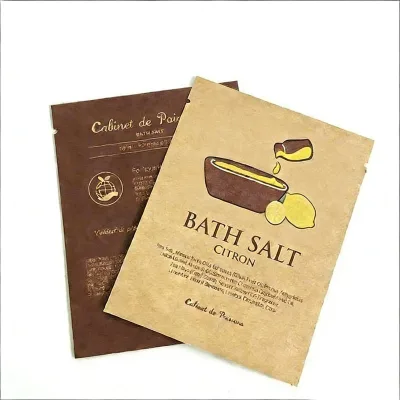 Factory Sale Custom Brown Kraft Paper Bag Heat Sealing Sachet Biodegradable Packaging Bag for Bath Salt Packing