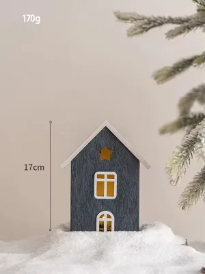 Wooden Doll House Creative Light up Small Mini House for Christmas Tabletop Decoration