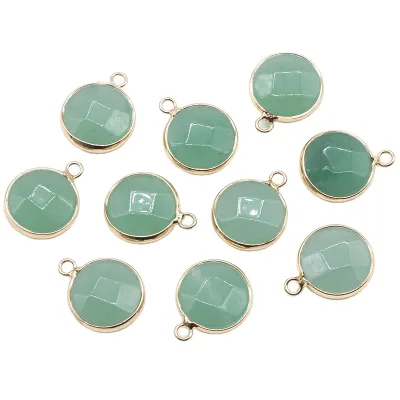 Single Hanging Pendant Natural Crystal Green Aventurine Jade Oval Accessory for DIY Bracelet Necklace Jewelry