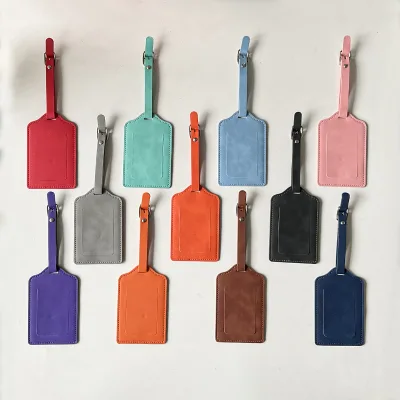 Creative Travel Card Holder Thickened PU Leather Luggage Tag with Horizontal & Vertical Flip Cover Durable Hardware Buckle