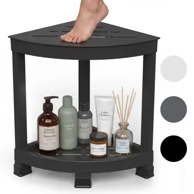 Modern Space-Saving Tier Multifunctional Corner Shower Stool ABS Plastic Storage Rack Indoor & Outdoor Multi-Scene Use