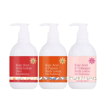 OEM Logo Body Lotion Kojic Acid Collagen Papaya Sunscreen Spf Whitening Lightening Moisturizing Anti Aging Body Lotion for Women