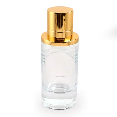 100ml Cylinder Clear Glass Perfume Bottle Luxury Gold Electroplated Cap Empty Fragrance Atomizer Custom Logo