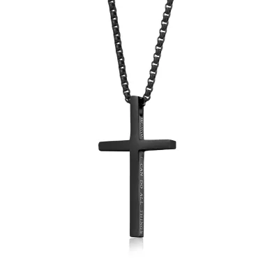 Cool Design Shiny Cross Stainless Steel Punk Necklace Double Cross Vintage Necklace for Men Women
