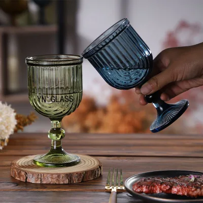 European Style Hand Blown Wine & for Champagne Glass Green Thumb Decorative Wedding Cup Thickened Color Plastic Water Glass