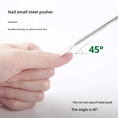 HJS Fast Delivery Stainless Steel Dual-End Cuticle Pusher Remover Ergonomic Manicure Tools Non-Slip Grip Precise Nail Care Art
