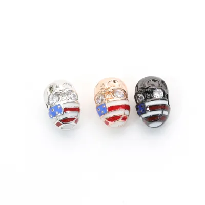 Skull Beads Rope Pendant Helmet Beads Metal Antique Steel Gold or Bronze Charms for Bracelet Making