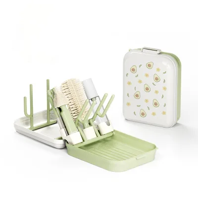 Magnetic Baby Bottle Cleaning Brush Set Portable Travel Baby Bottle Washer With Drying Rack for Newborn Feeding Care